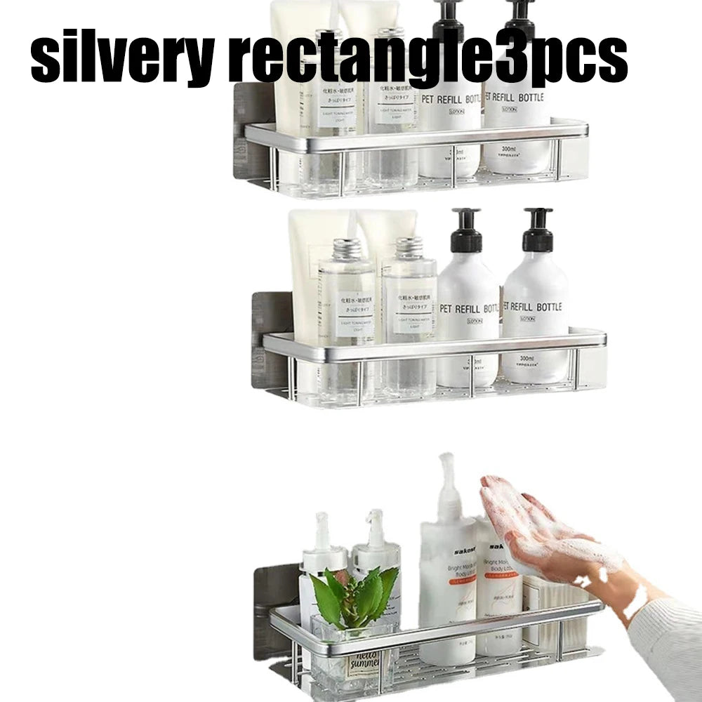 Wandmontiertes Eckregal fürs Badezimmer – Rechteckiges Duschregal ohne Bohren, Wandablage für Shampoo, Handtücher und Badaccessoires