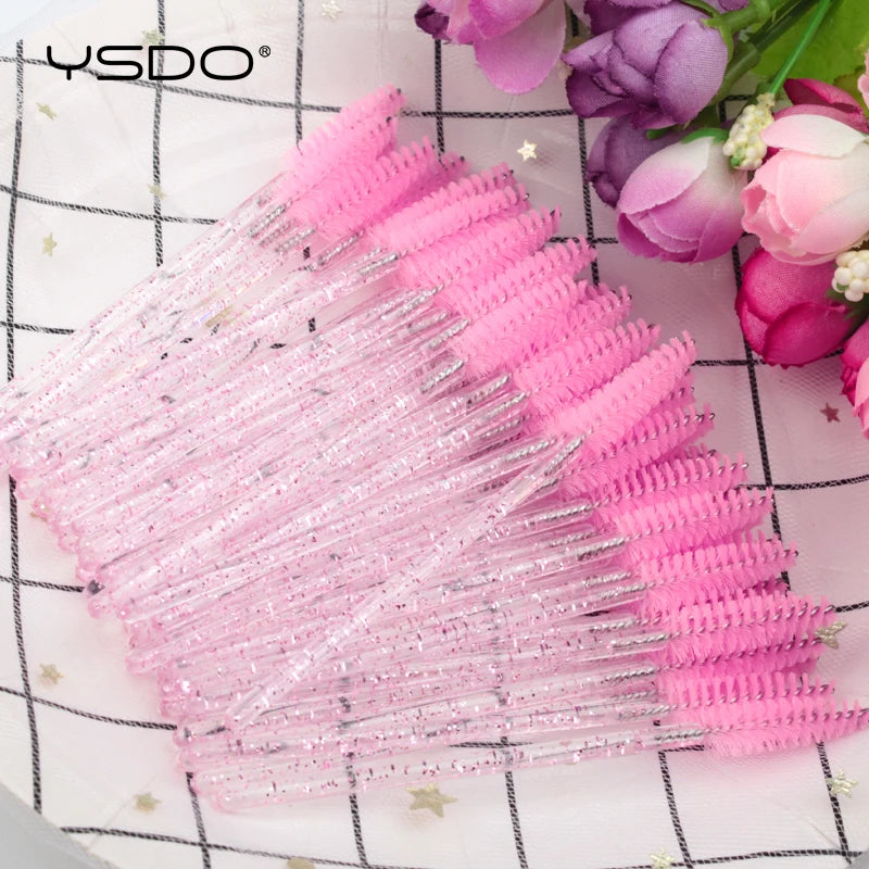5/50 Stück Kristall-Wimpernbürsten – Make-up Pinsel für Wimpernverlängerung & Augenbrauen | Professionelles Beauty-Tool