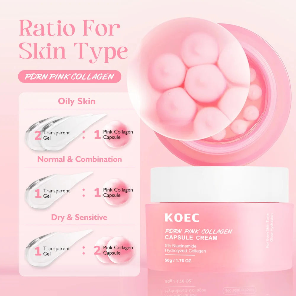 Leichte Feuchtigkeitscreme fürs Gesicht – 5 % Niacinamid, Glow-Hydration & Kollagenkapseln für einen ebenmäßigen, strahlenden Teint