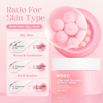 Leichte Feuchtigkeitscreme fürs Gesicht – 5 % Niacinamid, Glow-Hydration & Kollagenkapseln für einen ebenmäßigen, strahlenden Teint