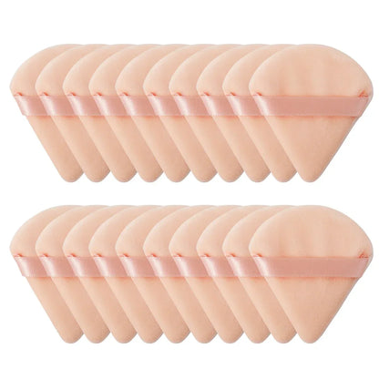 10/20 Stück Dreieckige Samt-Puderquaste – Mini Make-up-Schwamm | Waschbar, leicht & ideal für Gesichtsmake-up
