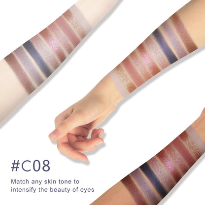 Lidschattenpalette – 9 Farben, Matt & Schimmer, Hochpigmentiert, Cremige Textur, Natürliche Bronze- & Neutral-Töne
