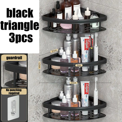 Wandmontiertes Eckregal fürs Badezimmer – Rechteckiges Duschregal ohne Bohren, Wandablage für Shampoo, Handtücher und Badaccessoires