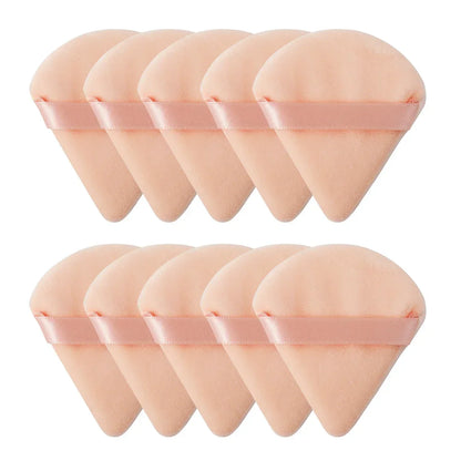 10/20 Stück Dreieckige Samt-Puderquaste – Mini Make-up-Schwamm | Waschbar, leicht & ideal für Gesichtsmake-up