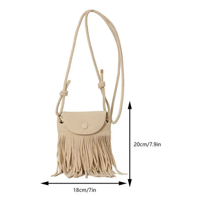 Fransen-Design Damen Sling Bag – Quaste Crossbody Schultertasche, Einfarbige Messenger Bag, Vielseitig für Herbst und Winter