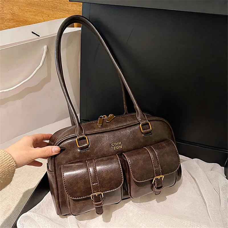 Damen Schultertasche in Kaffee-Braun mit mehreren Taschen – Stylische Vielseitige Letter-Crossbody-Tasche für Reisen, Arbeit, Shopping und Dates