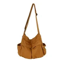 Damen Schul-Messenger-Tasche – Schultertasche für Frauen, große Kapazität, lässige Canvas-Tasche, Einfarbig, für Alltag und Schule