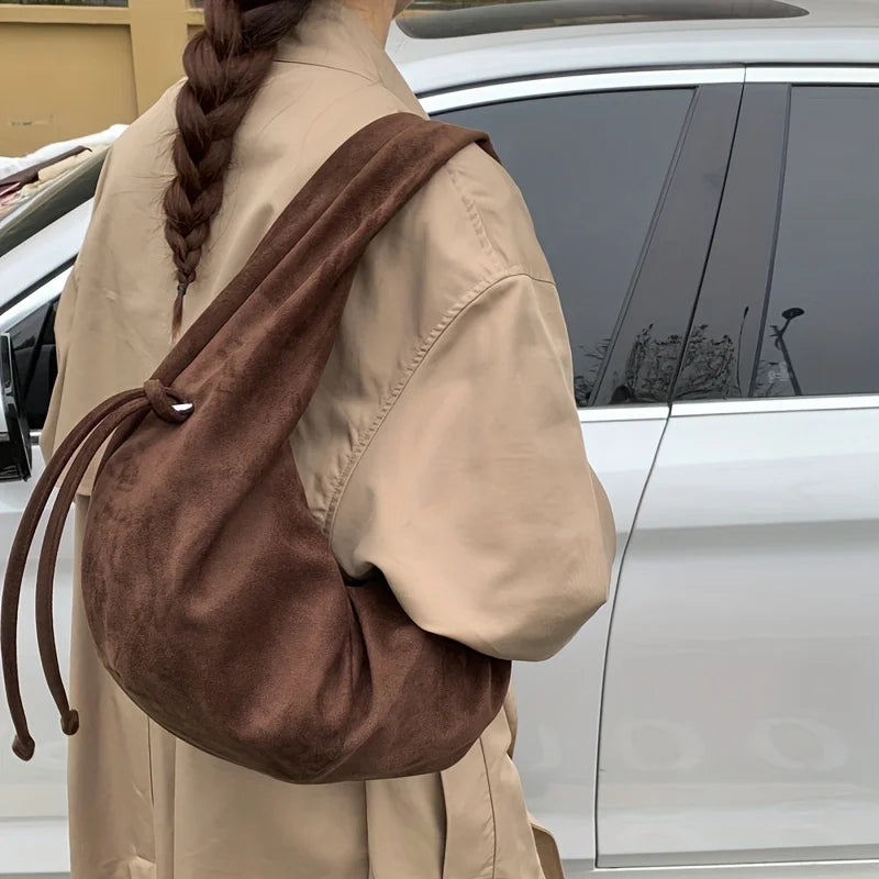 Retro Wildleder-Satteltasche für Damen mit Leopardenmuster – Trendige Herbst- und Wintermode, Unterarmtasche mit großem Fassungsvermögen, Handtasche