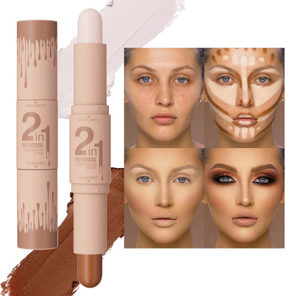 Doppelseitiger Highlighter & Contour Stick – 3D-Konturierung, Nasenschatten, Gesichtsform, Aufhellen & Modellieren