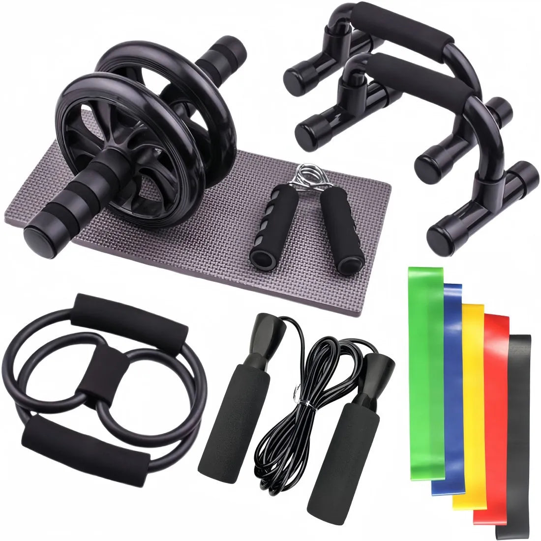 12-teiliges Ab-Roller Set – Bauchmuskeltrainer & Push-Up Unterstützung für Home Gym, Fitnessgeräte für Indoor Training