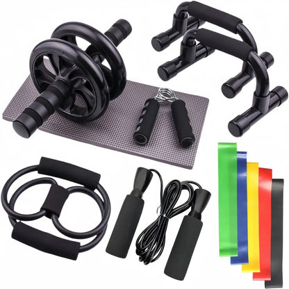 12-teiliges Ab-Roller Set – Bauchmuskeltrainer & Push-Up Unterstützung für Home Gym, Fitnessgeräte für Indoor Training