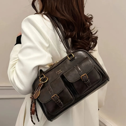 Damen Schultertasche in Kaffee-Braun mit mehreren Taschen – Stylische Vielseitige Letter-Crossbody-Tasche für Reisen, Arbeit, Shopping und Dates