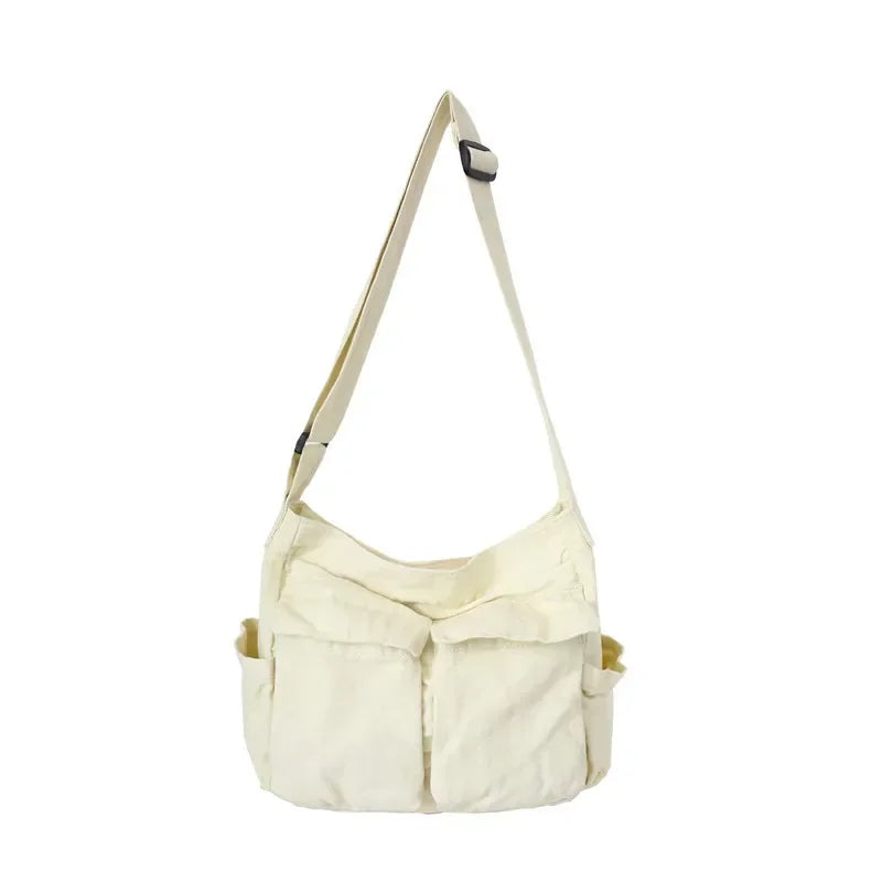 Damen Schul-Messenger-Tasche – Schultertasche für Frauen, große Kapazität, lässige Canvas-Tasche, Einfarbig, für Alltag und Schule