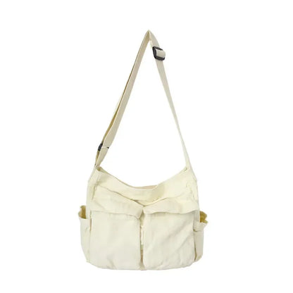 Damen Schul-Messenger-Tasche – Schultertasche für Frauen, große Kapazität, lässige Canvas-Tasche, Einfarbig, für Alltag und Schule
