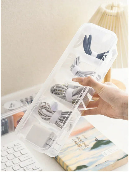Transparente Kabel-Organizer-Box mit Deckel – Staubdichte Aufbewahrungsbox für Datenkabel, Karten & Zubehör, Büro & Zuhause
