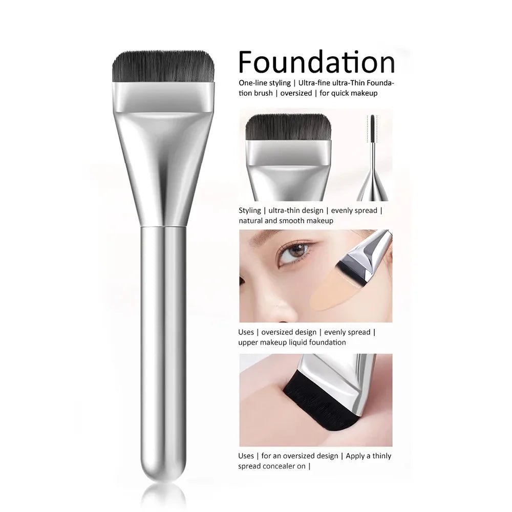 Edelstahl Make-up Spatel & Mischstab Set – Foundation Pinsel, Lidschatten- und Creme-Mischwerkzeug, Pigment-Mixer, Gesichtskontur-Pinsel