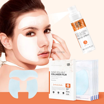 Nano-Löslicher Kollagen-Film-Masken- und Serum-Spray-Set – Anti-Falten Gesichtspflege, Feuchtigkeitsspendend & Aufhellend, Hautstraffendes Pflege-Set