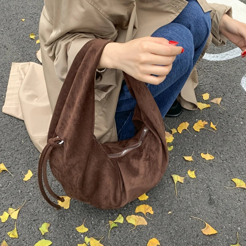 Retro Wildleder-Satteltasche für Damen mit Leopardenmuster – Trendige Herbst- und Wintermode, Unterarmtasche mit großem Fassungsvermögen, Handtasche