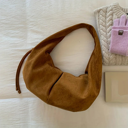 Retro Wildleder-Satteltasche für Damen mit Leopardenmuster – Trendige Herbst- und Wintermode, Unterarmtasche mit großem Fassungsvermögen, Handtasche