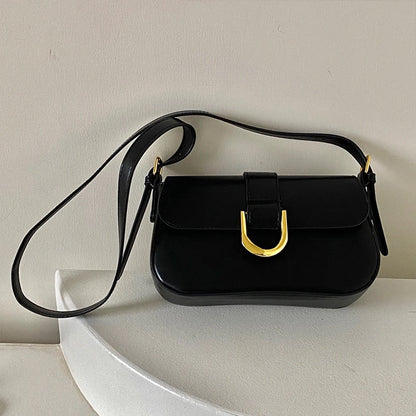 Retro Schultertasche aus Lackleder für Damen – Luxus Klappen-Crossbody-Tasche, Einfarbig, Unterarmtasche, Rote Crossbody-Handtasche für Frauen