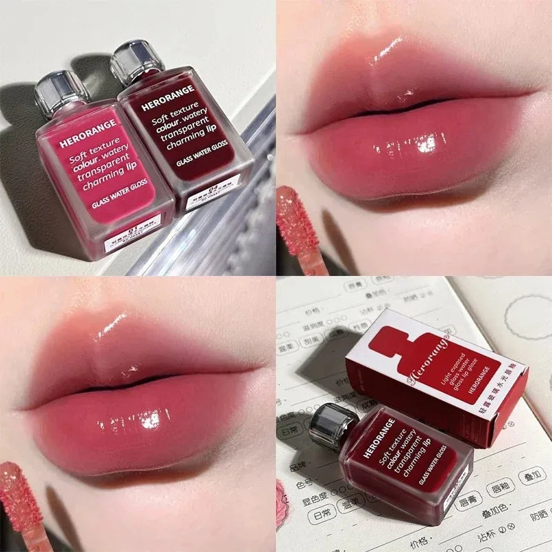 Transparentes Rotes Lip Gloss – Spiegelnder Jelly-Liquid Lippenstift, Hydratisierend & Feuchtigkeitsspendend, Langanhaltend, Lippenfarbe & Make-up