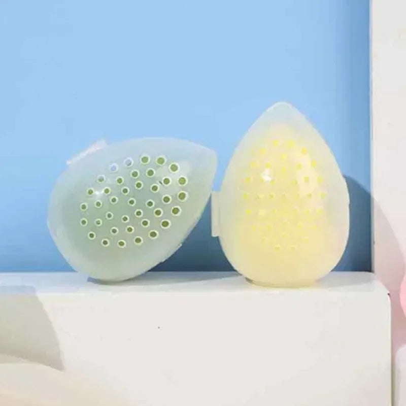 Transparente Aufbewahrungsbox für Make-up-Schwämme – Tragbarer Trocknungsbehälter, Hygienischer Schwammhalter, Eierförmiges Design