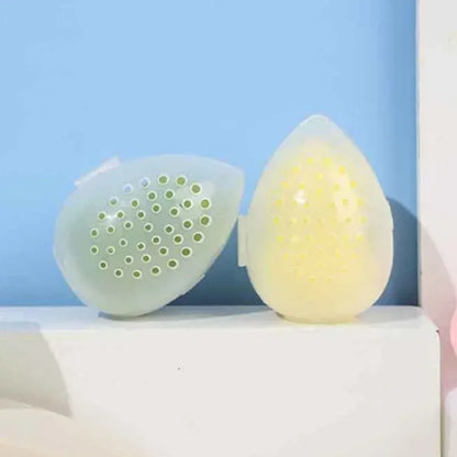 Transparente Aufbewahrungsbox für Make-up-Schwämme – Tragbarer Trocknungsbehälter, Hygienischer Schwammhalter, Eierförmiges Design