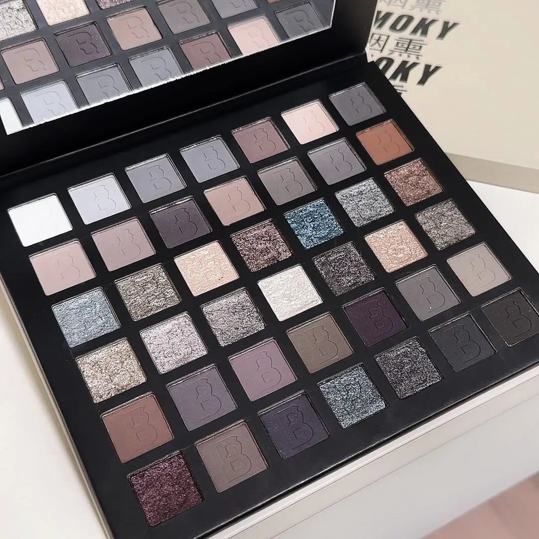 42-Farben Lidschattenpalette – Matte & Schimmer – Punk Smoky, Zementgrau & Dark Edition für Gothic- und Europäische Make-up-Looks