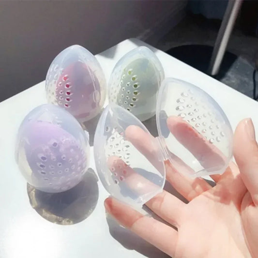 Transparente Aufbewahrungsbox für Make-up-Schwämme – Tragbarer Trocknungsbehälter, Hygienischer Schwammhalter, Eierförmiges Design