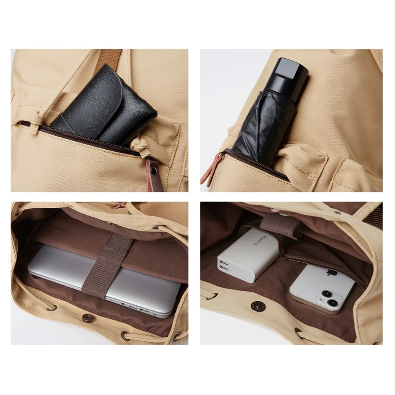Herren Vintage Canvas Rucksack – Große Kapazität, 15,6-Zoll Laptop, Lässiger Rucksack für Pendler und Reisen, Unisex Schul- und Alltagstasche