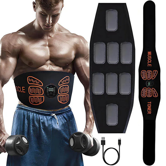 EMS Bauchmuskel-Gürtel – Elektrischer Muskelstimulator für Bauch, Taille & Fitness, USB Wiederaufladbar, Körperstraffung & Gewichtsmanagement