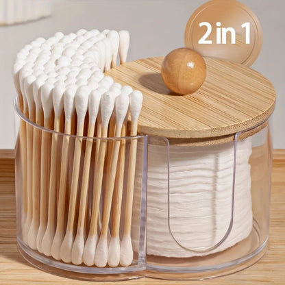 Transparenter Wattepad- und Wattestäbchenhalter mit 2 Fächern – Badezimmer-Organizer für Make-up & Pflege