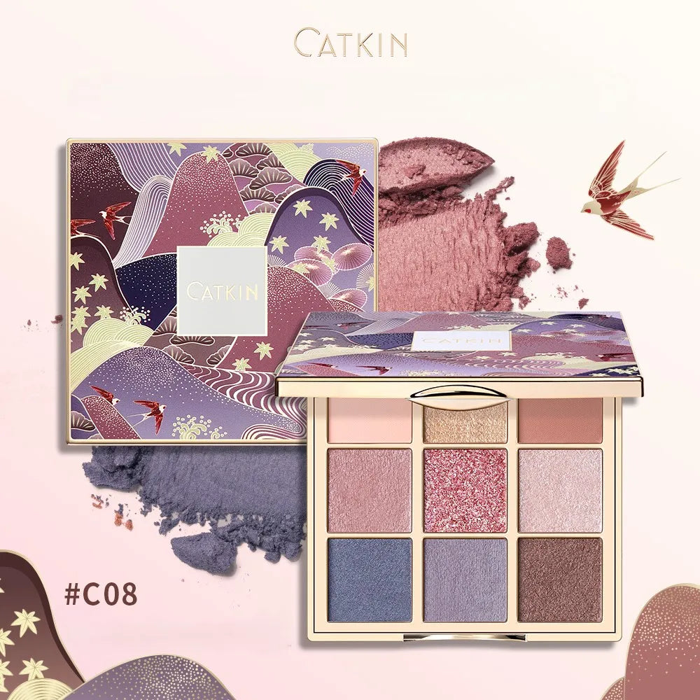 Lidschattenpalette – 9 Farben, Matt & Schimmer, Hochpigmentiert, Cremige Textur, Natürliche Bronze- & Neutral-Töne