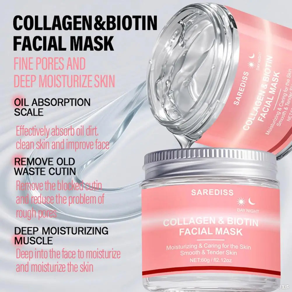 1/2 Stück Collagen Night Wrapping Mask – Abziehbare Overnight-Collagen-Gesichtsmaske. Spendet intensive Feuchtigkeit, strafft die Haut und verleiht einen strahlenden Glow. Hilft, Hauterschlaffung sichtbar zu reduzieren.