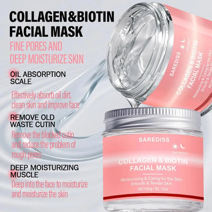 1/2 Stück Collagen Night Wrapping Mask – Abziehbare Overnight-Collagen-Gesichtsmaske. Spendet intensive Feuchtigkeit, strafft die Haut und verleiht einen strahlenden Glow. Hilft, Hauterschlaffung sichtbar zu reduzieren.