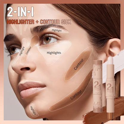 Doppelseitiger Highlighter & Contour Stick – 3D-Konturierung, Nasenschatten, Gesichtsform, Aufhellen & Modellieren