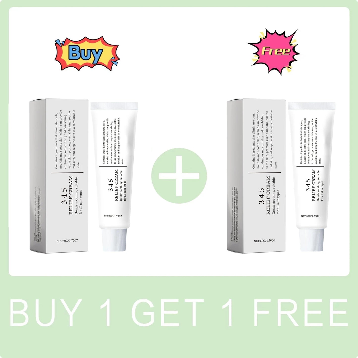 345 Relief Cream – Beruhigende Pflege gegen Rötungen, Lifting-Effekt, Aufhellend & Ausgleichender Hautton, Feuchtigkeitsspendende Glättungscreme 50 g
