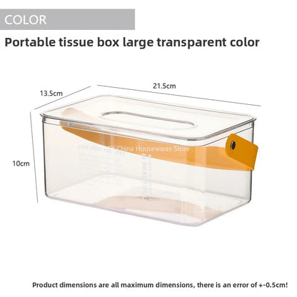 Tragbare Taschentuchbox mit Deckel für den Heim- und Schreibtischgebrauch, kreatives minimalistisches Design mit Pull-out-Funktion, transparente und leichte Aufbewahrungsbox für Taschentücher.