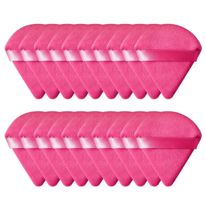 10/20 Stück Dreieckige Samt-Puderquaste – Mini Make-up-Schwamm | Waschbar, leicht & ideal für Gesichtsmake-up