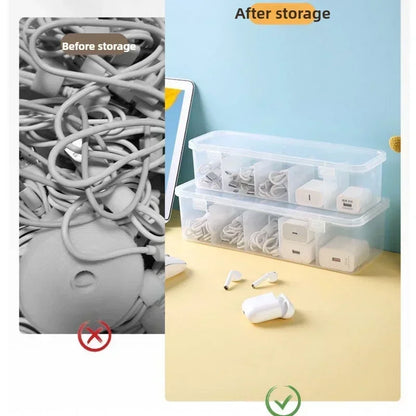 Transparente Kabel-Organizer-Box mit Deckel – Staubdichte Aufbewahrungsbox für Datenkabel, Karten & Zubehör, Büro & Zuhause