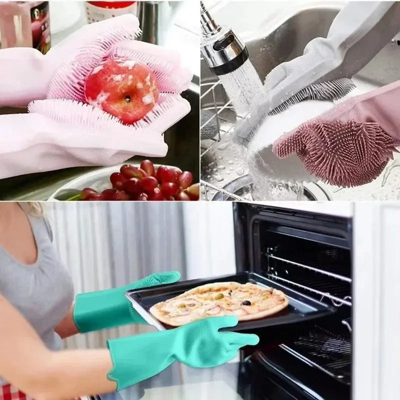 Silikon-Spülhandschuhe – Umweltfreundliche Mehrzweck-Reinigungshandschuhe, Wasserdicht, für Küche, Haustierbad & Autoreinigung